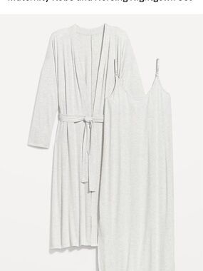 Women's Heather Gray Maternity Sleepwear Robe & Slip Set